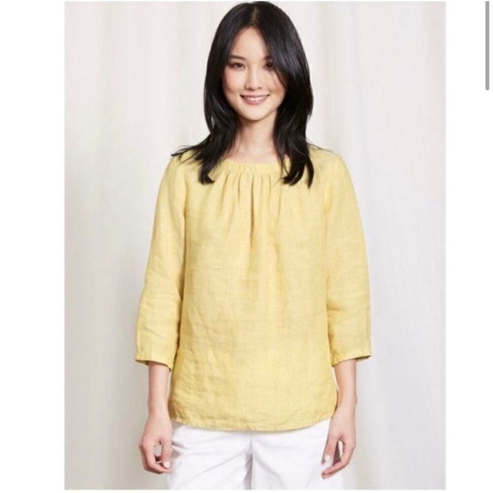 Boden Button Back Katie Linen Top Blouse size 4 in Tuscan Sun